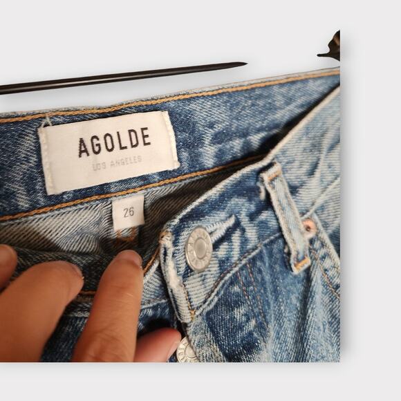 AGOLDE Womens Lana Straight Leg Jeans 26 Distressed Knee Organic Cotton - Picture 5 of 6